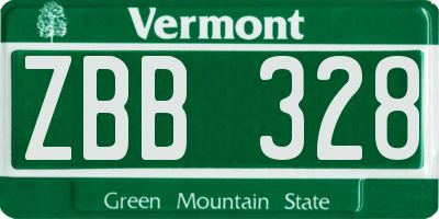 VT license plate ZBB328