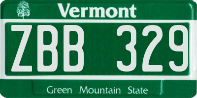 VT license plate ZBB329