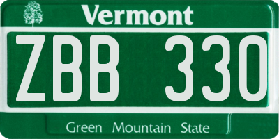 VT license plate ZBB330