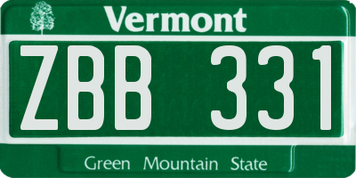 VT license plate ZBB331