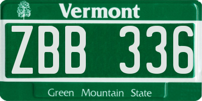 VT license plate ZBB336