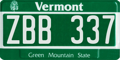 VT license plate ZBB337