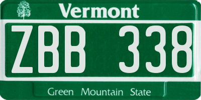 VT license plate ZBB338