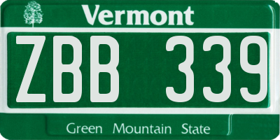 VT license plate ZBB339