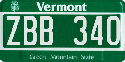 VT license plate ZBB340