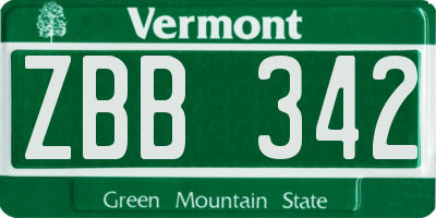 VT license plate ZBB342