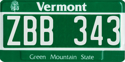 VT license plate ZBB343