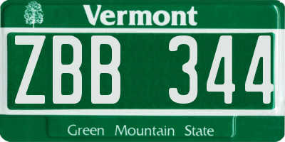 VT license plate ZBB344