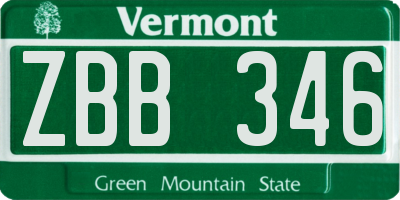 VT license plate ZBB346