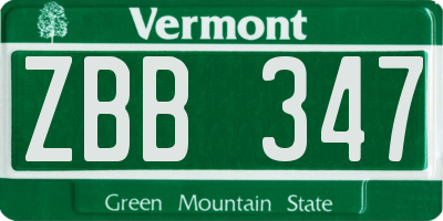 VT license plate ZBB347