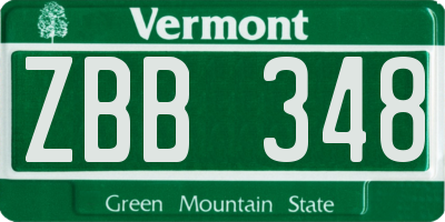 VT license plate ZBB348