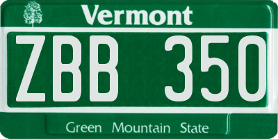 VT license plate ZBB350