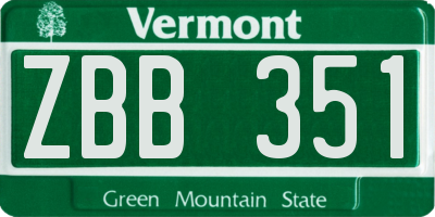 VT license plate ZBB351