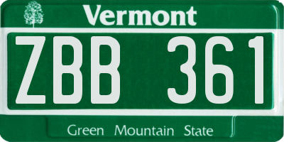 VT license plate ZBB361