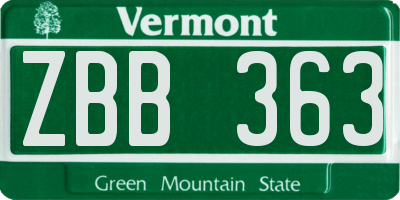 VT license plate ZBB363