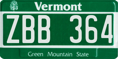 VT license plate ZBB364