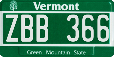 VT license plate ZBB366