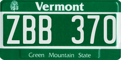 VT license plate ZBB370