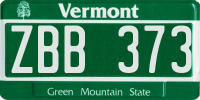 VT license plate ZBB373