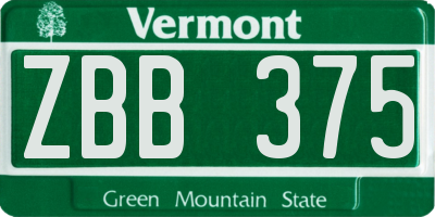 VT license plate ZBB375