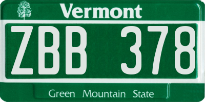 VT license plate ZBB378