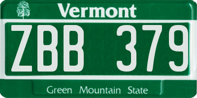 VT license plate ZBB379