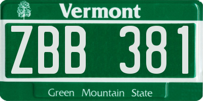 VT license plate ZBB381