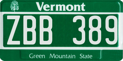 VT license plate ZBB389