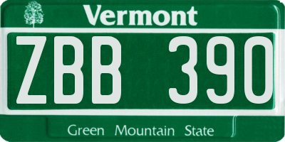 VT license plate ZBB390