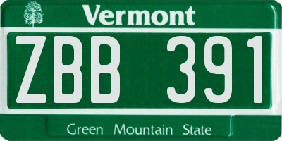 VT license plate ZBB391