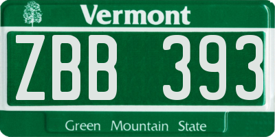 VT license plate ZBB393
