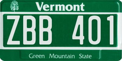 VT license plate ZBB401