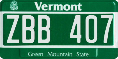 VT license plate ZBB407