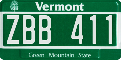 VT license plate ZBB411
