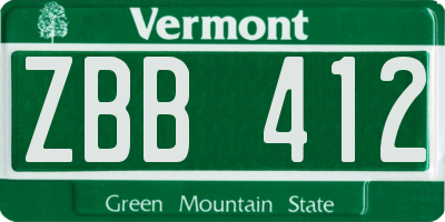 VT license plate ZBB412
