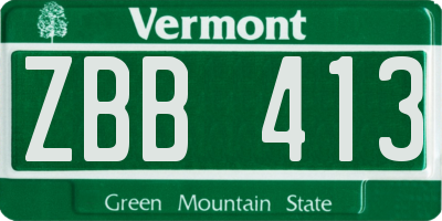 VT license plate ZBB413