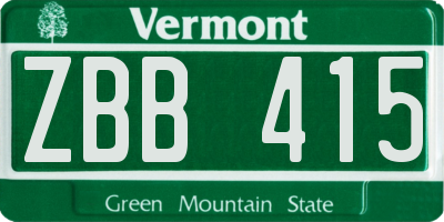 VT license plate ZBB415
