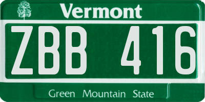 VT license plate ZBB416
