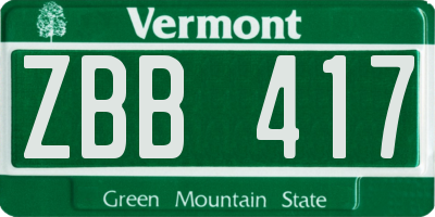 VT license plate ZBB417
