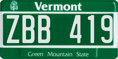 VT license plate ZBB419