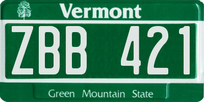 VT license plate ZBB421