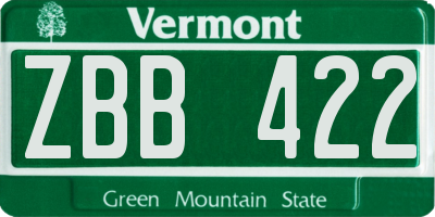VT license plate ZBB422
