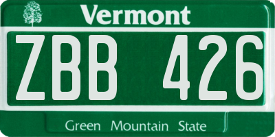 VT license plate ZBB426