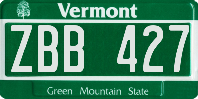 VT license plate ZBB427
