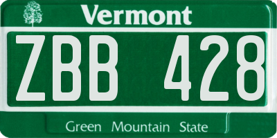 VT license plate ZBB428