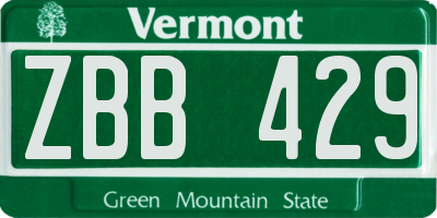VT license plate ZBB429