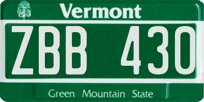 VT license plate ZBB430
