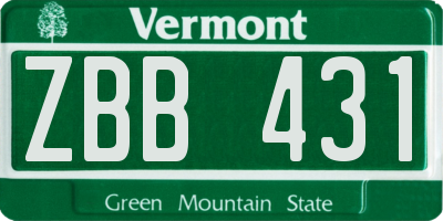 VT license plate ZBB431