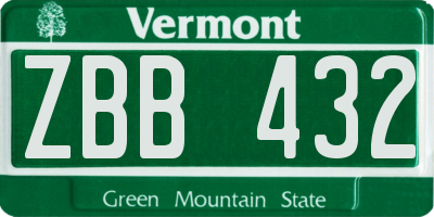 VT license plate ZBB432