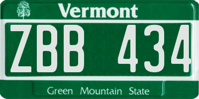 VT license plate ZBB434